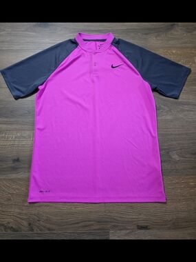 Nike Men’s Pink & Black Dri-FIT Short Sleeve Polo